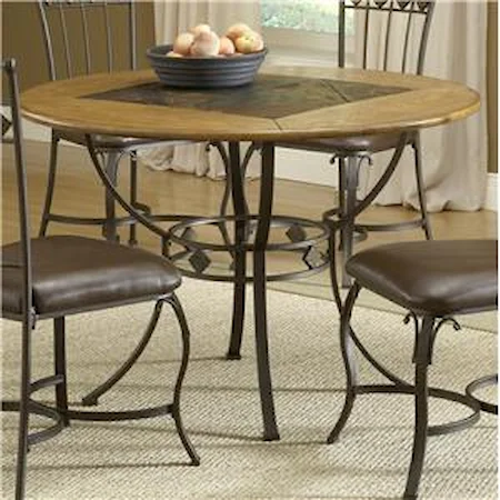 Round Wood & Stone Top Dining Table